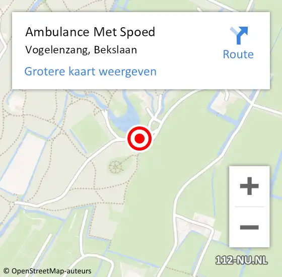 Locatie op kaart van de 112 melding: Ambulance Met Spoed Naar Vogelenzang, Bekslaan op 3 februari 2022 21:01