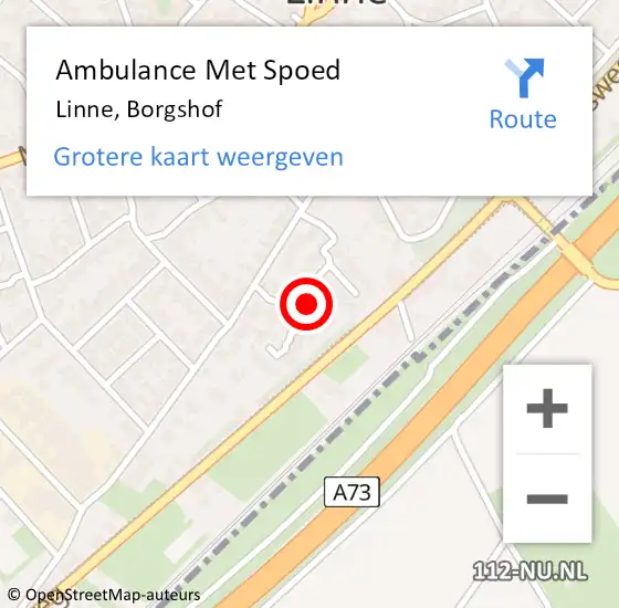 Locatie op kaart van de 112 melding: Ambulance Met Spoed Naar Linne, Borgshof op 3 februari 2022 21:23