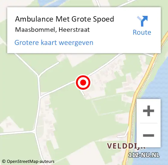 Locatie op kaart van de 112 melding: Ambulance Met Grote Spoed Naar Maasbommel, Heerstraat op 3 februari 2022 21:58