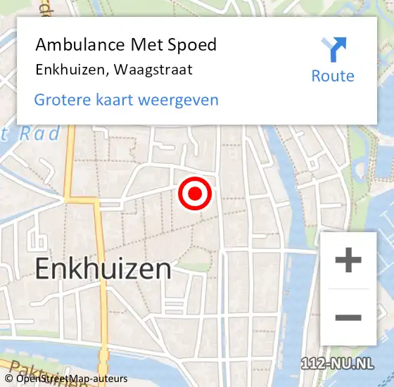 Locatie op kaart van de 112 melding: Ambulance Met Spoed Naar Enkhuizen, Waagstraat op 3 februari 2022 22:20