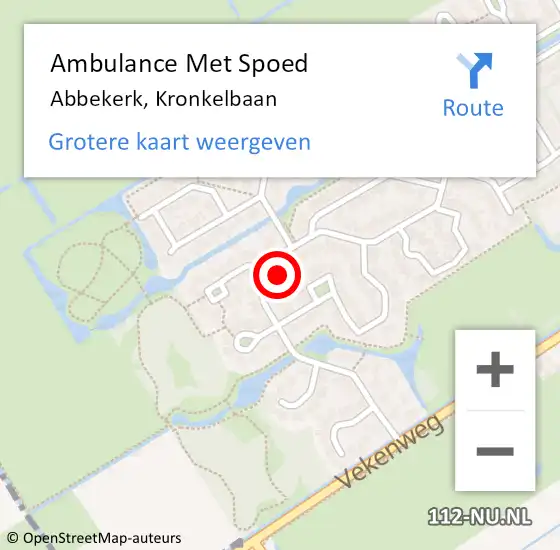Locatie op kaart van de 112 melding: Ambulance Met Spoed Naar Abbekerk, Kronkelbaan op 3 februari 2022 22:47