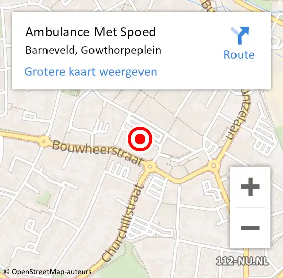 Locatie op kaart van de 112 melding: Ambulance Met Spoed Naar Barneveld, Gowthorpeplein op 3 februari 2022 23:01