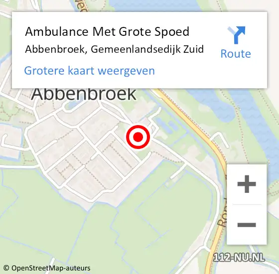 Locatie op kaart van de 112 melding: Ambulance Met Grote Spoed Naar Abbenbroek, Gemeenlandsedijk Zuid op 3 februari 2022 23:29