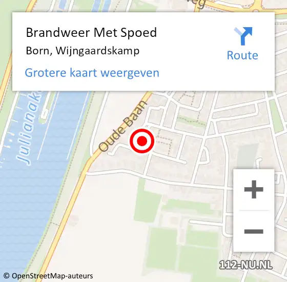 Locatie op kaart van de 112 melding: Brandweer Met Spoed Naar Born, Wijngaardskamp op 3 februari 2022 23:37