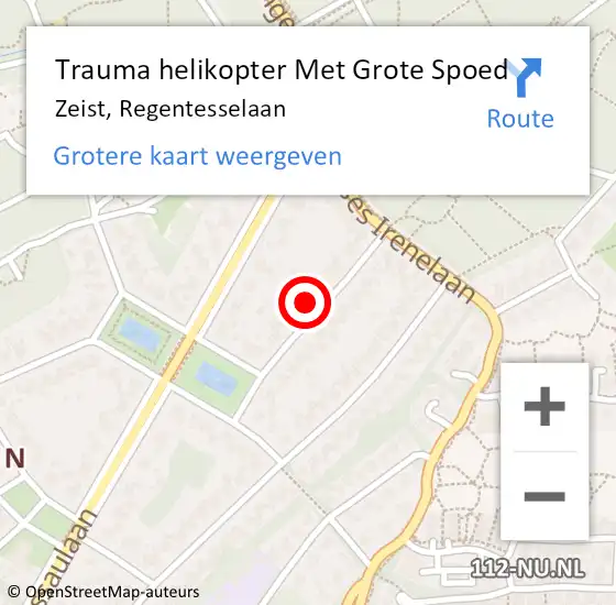 Locatie op kaart van de 112 melding: Trauma helikopter Met Grote Spoed Naar Zeist, Regentesselaan op 4 februari 2022 01:31