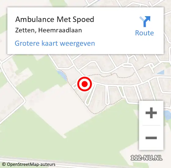 Locatie op kaart van de 112 melding: Ambulance Met Spoed Naar Zetten, Heemraadlaan op 4 februari 2022 01:55
