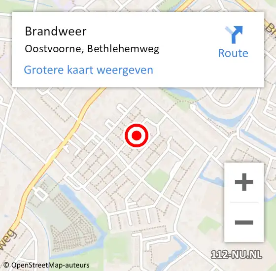 Locatie op kaart van de 112 melding: Brandweer Oostvoorne, Bethlehemweg op 4 februari 2022 02:58