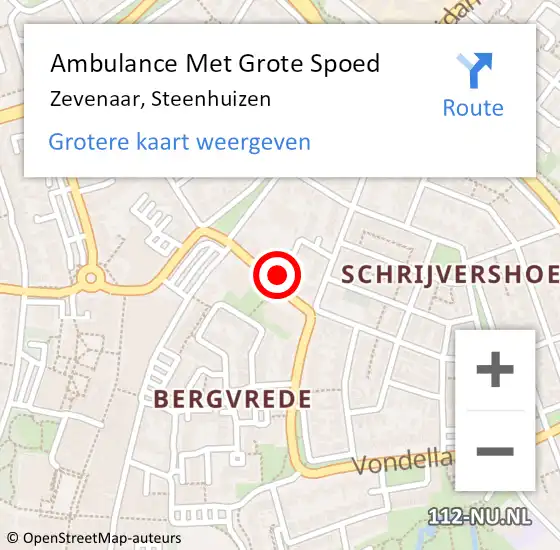 Locatie op kaart van de 112 melding: Ambulance Met Grote Spoed Naar Zevenaar, Steenhuizen op 4 februari 2022 03:43