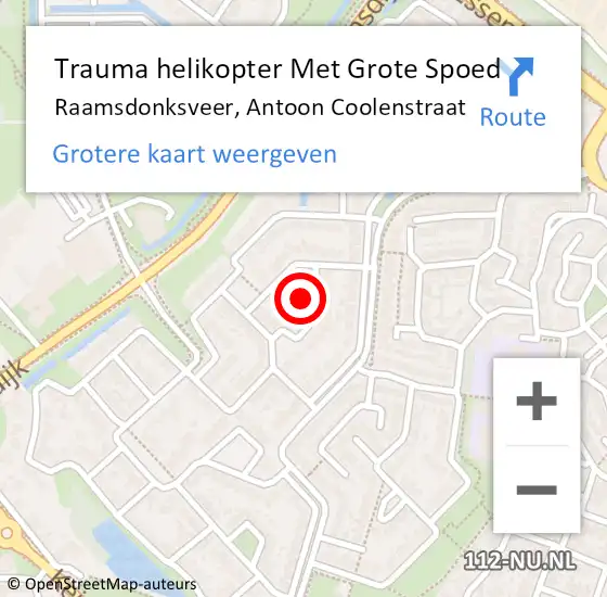 Locatie op kaart van de 112 melding: Trauma helikopter Met Grote Spoed Naar Raamsdonksveer, Antoon Coolenstraat op 4 februari 2022 05:04