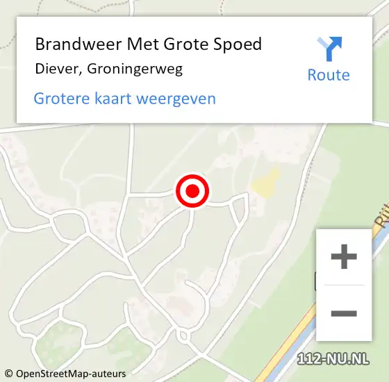 Locatie op kaart van de 112 melding: Brandweer Met Grote Spoed Naar Diever, Groningerweg op 4 februari 2022 05:25