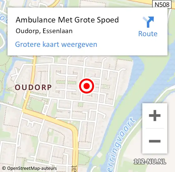 Locatie op kaart van de 112 melding: Ambulance Met Grote Spoed Naar Oudorp, Essenlaan op 4 februari 2022 05:46