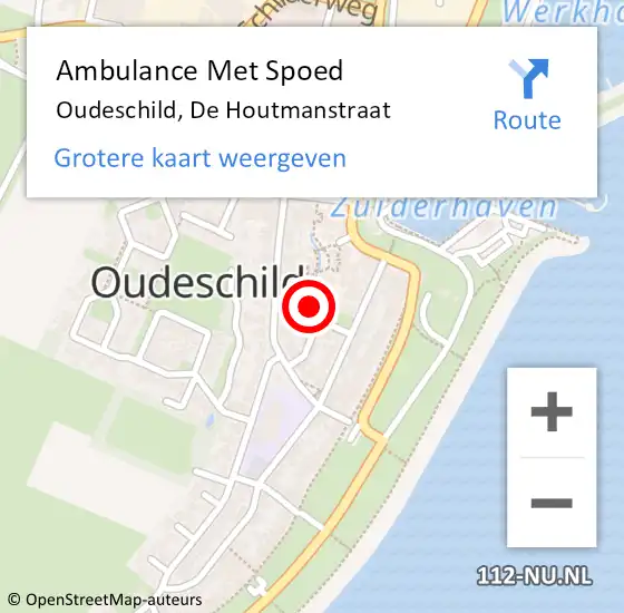 Locatie op kaart van de 112 melding: Ambulance Met Spoed Naar Oudeschild, De Houtmanstraat op 4 februari 2022 06:11