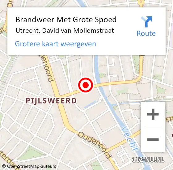 Locatie op kaart van de 112 melding: Brandweer Met Grote Spoed Naar Utrecht, David van Mollemstraat op 4 februari 2022 06:58
