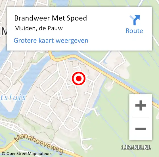 Locatie op kaart van de 112 melding: Brandweer Met Spoed Naar Muiden, de Pauw op 4 februari 2022 07:35