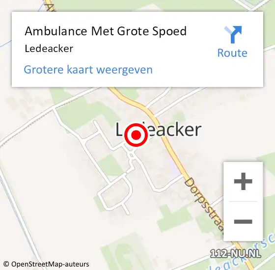 Locatie op kaart van de 112 melding: Ambulance Met Grote Spoed Naar Ledeacker op 4 februari 2022 07:47