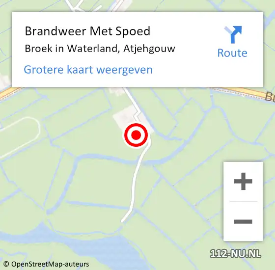 Locatie op kaart van de 112 melding: Brandweer Met Spoed Naar Broek in Waterland, Atjehgouw op 4 februari 2022 07:50