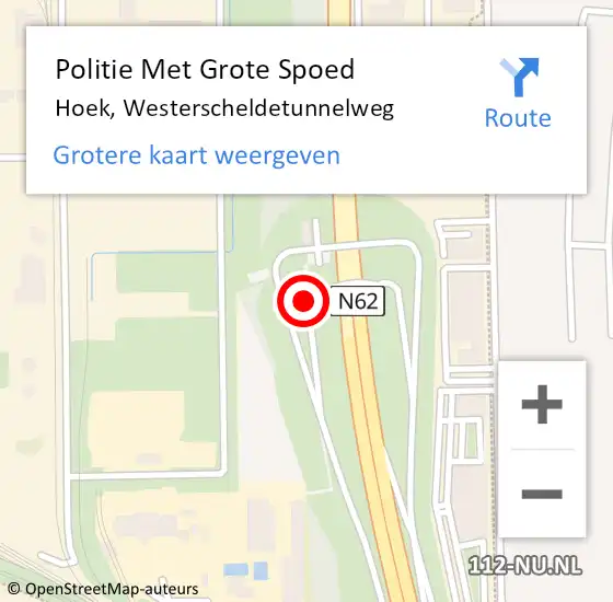 Locatie op kaart van de 112 melding: Politie Met Grote Spoed Naar Hoek, Westerscheldetunnelweg op 4 februari 2022 07:55