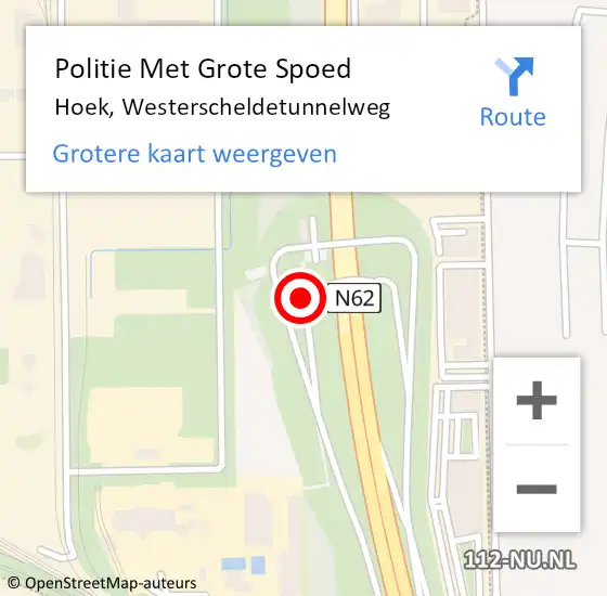 Locatie op kaart van de 112 melding: Politie Met Grote Spoed Naar Hoek, Westerscheldetunnelweg op 4 februari 2022 08:00