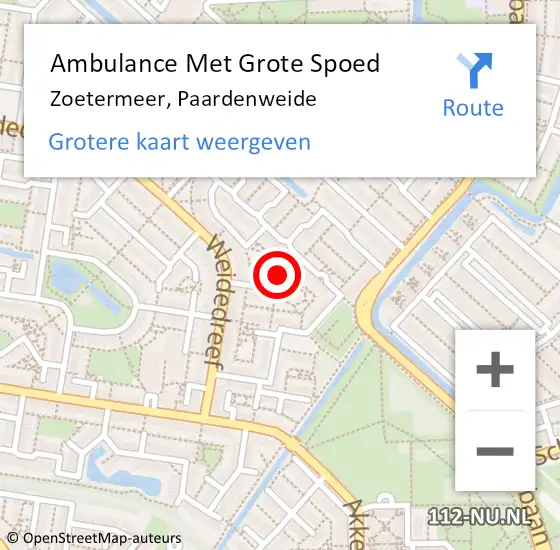 Locatie op kaart van de 112 melding: Ambulance Met Grote Spoed Naar Zoetermeer, Paardenweide op 4 februari 2022 08:19