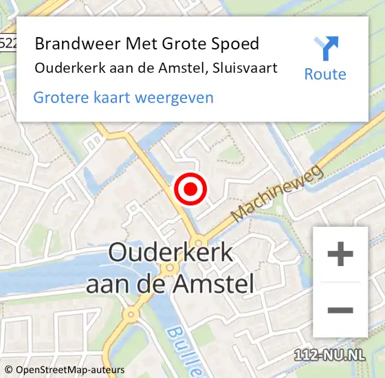 Locatie op kaart van de 112 melding: Brandweer Met Grote Spoed Naar Ouderkerk aan de Amstel, Sluisvaart op 7 juli 2014 11:07