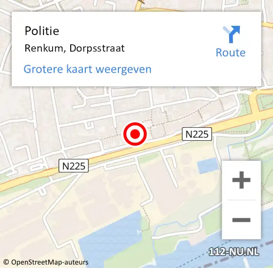 Locatie op kaart van de 112 melding: Politie Renkum, Dorpsstraat op 4 februari 2022 08:35