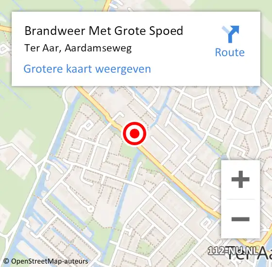 Locatie op kaart van de 112 melding: Brandweer Met Grote Spoed Naar Ter Aar, Aardamseweg op 4 februari 2022 08:38