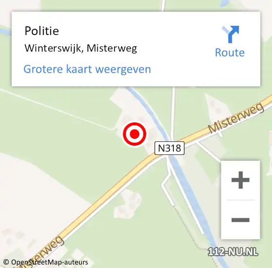 Locatie op kaart van de 112 melding: Politie Winterswijk, Misterweg op 4 februari 2022 08:42