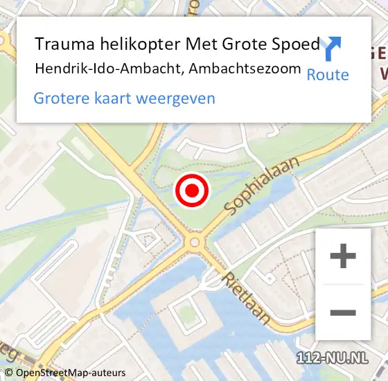 Locatie op kaart van de 112 melding: Trauma helikopter Met Grote Spoed Naar Hendrik-Ido-Ambacht, Ambachtsezoom op 4 februari 2022 08:47