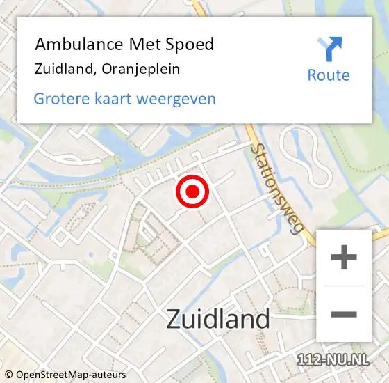 Locatie op kaart van de 112 melding: Ambulance Met Spoed Naar Zuidland, Oranjeplein op 4 februari 2022 08:47