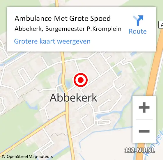 Locatie op kaart van de 112 melding: Ambulance Met Grote Spoed Naar Abbekerk, Burgemeester P.Kromplein op 7 juli 2014 11:09