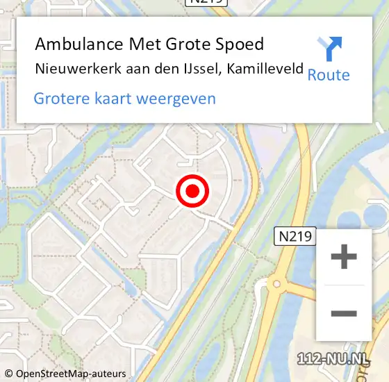 Locatie op kaart van de 112 melding: Ambulance Met Grote Spoed Naar Nieuwerkerk aan den IJssel, Kamilleveld op 7 juli 2014 11:10