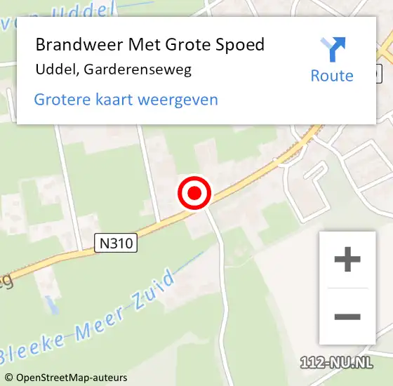 Locatie op kaart van de 112 melding: Brandweer Met Grote Spoed Naar Uddel, Garderenseweg op 4 februari 2022 09:10