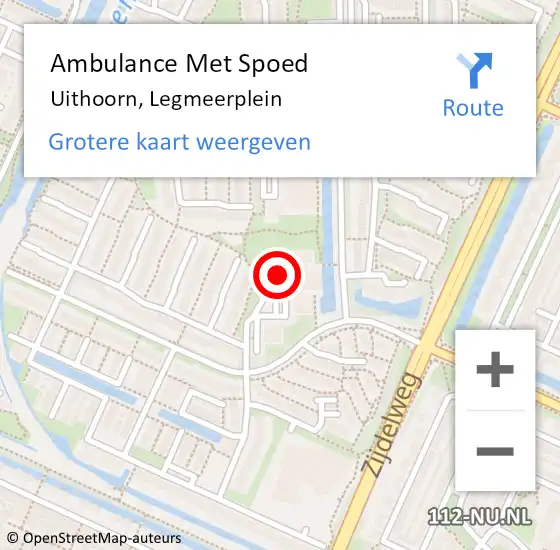 Locatie op kaart van de 112 melding: Ambulance Met Spoed Naar Uithoorn, Legmeerplein op 4 februari 2022 09:21