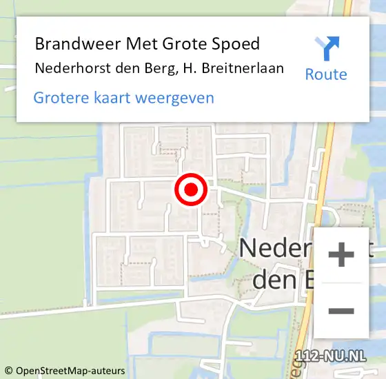 Locatie op kaart van de 112 melding: Brandweer Met Grote Spoed Naar Nederhorst den Berg, H. Breitnerlaan op 7 juli 2014 11:12