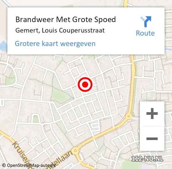 Locatie op kaart van de 112 melding: Brandweer Met Grote Spoed Naar Gemert, Louis Couperusstraat op 4 februari 2022 09:41