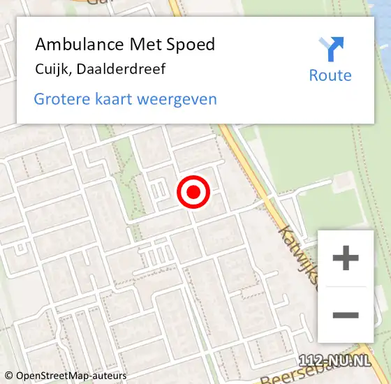 Locatie op kaart van de 112 melding: Ambulance Met Spoed Naar Cuijk, Daalderdreef op 7 juli 2014 11:15