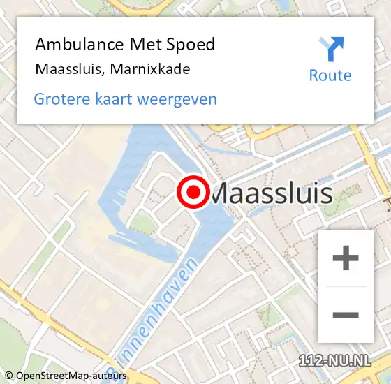 Locatie op kaart van de 112 melding: Ambulance Met Spoed Naar Maassluis, Marnixkade op 4 februari 2022 09:56