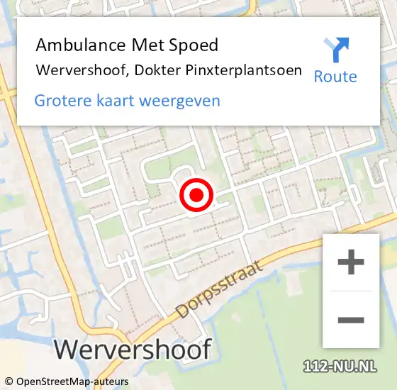 Locatie op kaart van de 112 melding: Ambulance Met Spoed Naar Wervershoof, Dokter Pinxterplantsoen op 4 februari 2022 10:01