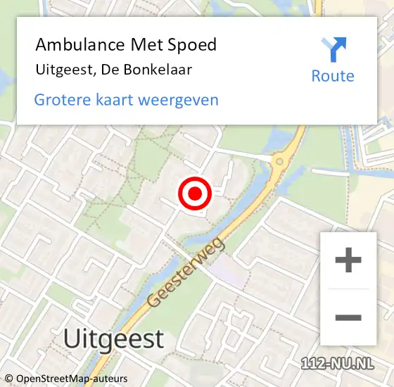 Locatie op kaart van de 112 melding: Ambulance Met Spoed Naar Uitgeest, De Bonkelaar op 4 februari 2022 10:03