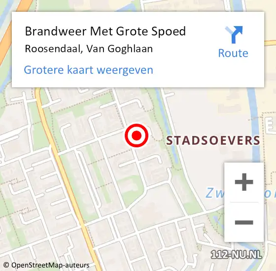 Locatie op kaart van de 112 melding: Brandweer Met Grote Spoed Naar Roosendaal, Van Goghlaan op 4 februari 2022 10:08