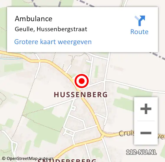 Locatie op kaart van de 112 melding: Ambulance Geulle, Hussenbergstraat op 7 juli 2014 11:16