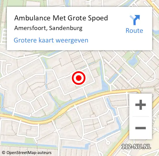 Locatie op kaart van de 112 melding: Ambulance Met Grote Spoed Naar Amersfoort, Sandenburg op 7 juli 2014 11:16