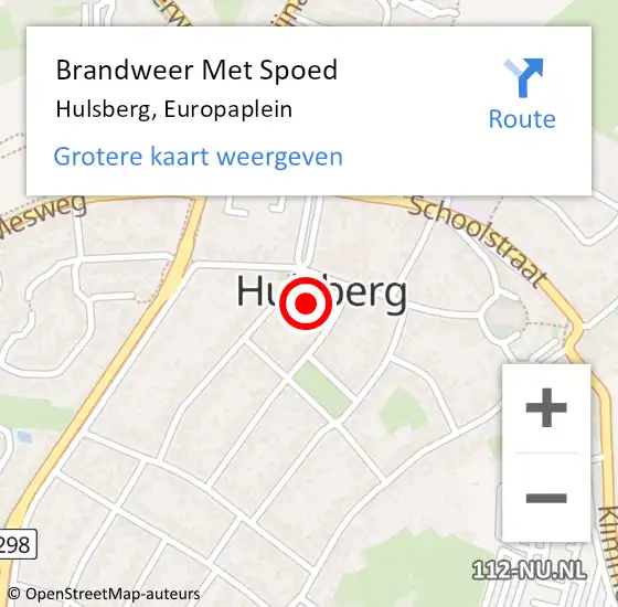 Locatie op kaart van de 112 melding: Brandweer Met Spoed Naar Hulsberg, Europaplein op 4 februari 2022 10:34