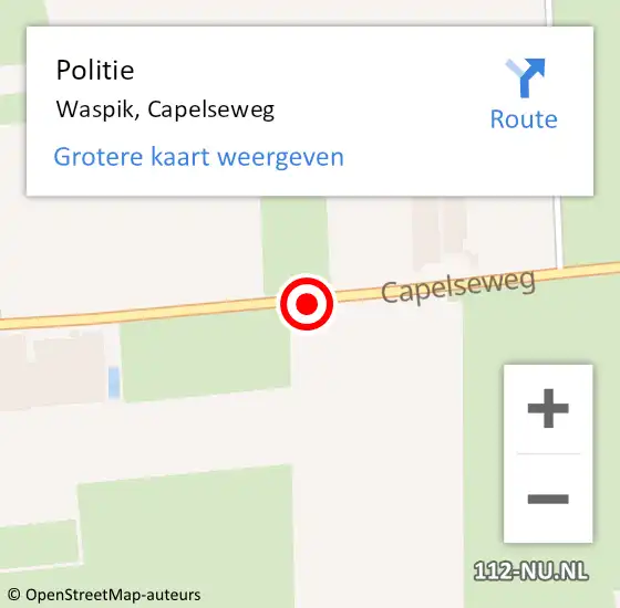Locatie op kaart van de 112 melding: Politie Waspik, Capelseweg op 4 februari 2022 10:41