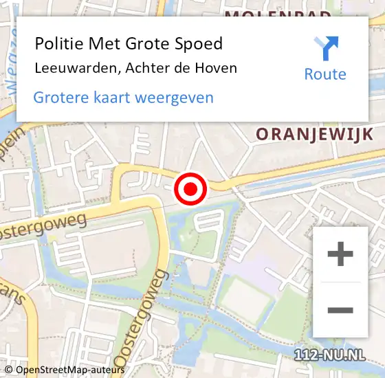 Locatie op kaart van de 112 melding: Politie Met Grote Spoed Naar Leeuwarden, Achter de Hoven op 4 februari 2022 11:10