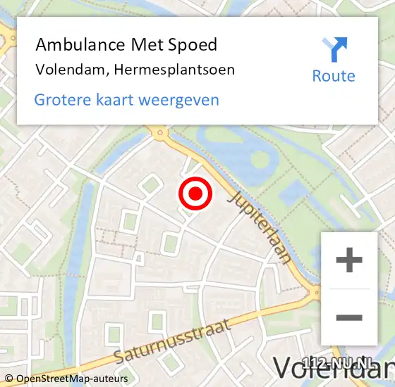 Locatie op kaart van de 112 melding: Ambulance Met Spoed Naar Volendam, Hermesplantsoen op 4 februari 2022 11:12