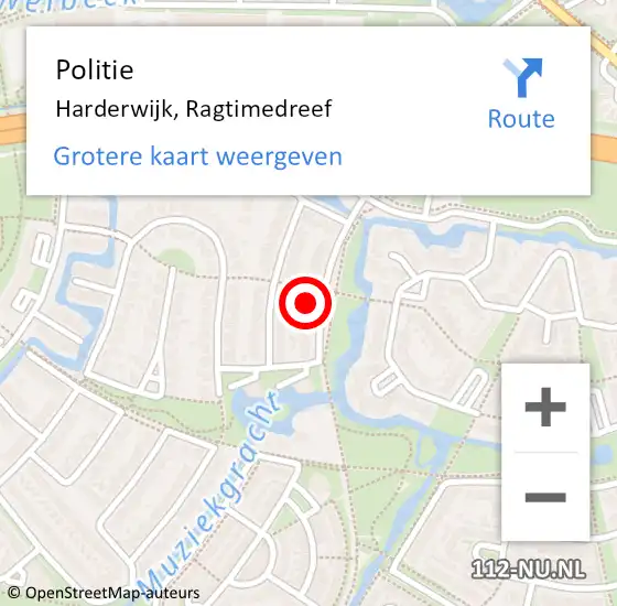 Locatie op kaart van de 112 melding: Politie Harderwijk, Ragtimedreef op 4 februari 2022 11:12