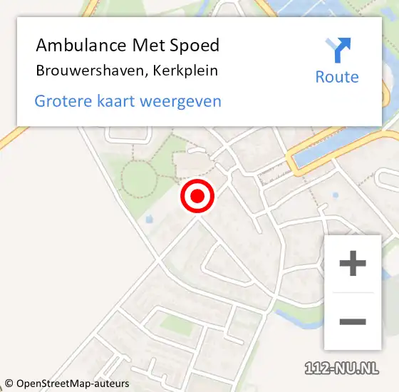 Locatie op kaart van de 112 melding: Ambulance Met Spoed Naar Brouwershaven, Kerkplein op 7 juli 2014 11:26