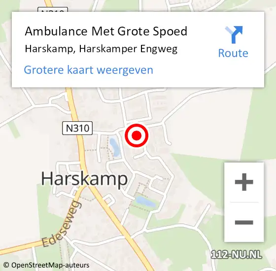 Locatie op kaart van de 112 melding: Ambulance Met Grote Spoed Naar Harskamp, Harskamper Engweg op 4 februari 2022 12:07