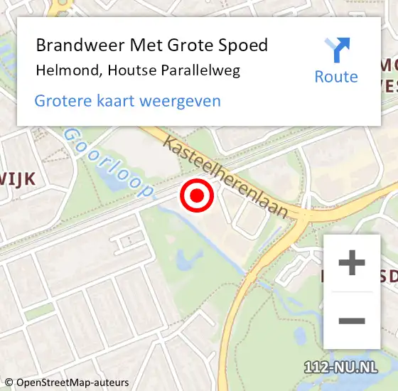 Locatie op kaart van de 112 melding: Brandweer Met Grote Spoed Naar Helmond, Houtse Parallelweg op 4 februari 2022 12:24